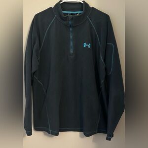 Under Armour Black Quarter-Zip Performance Fleece with Teal Accents Loose fit